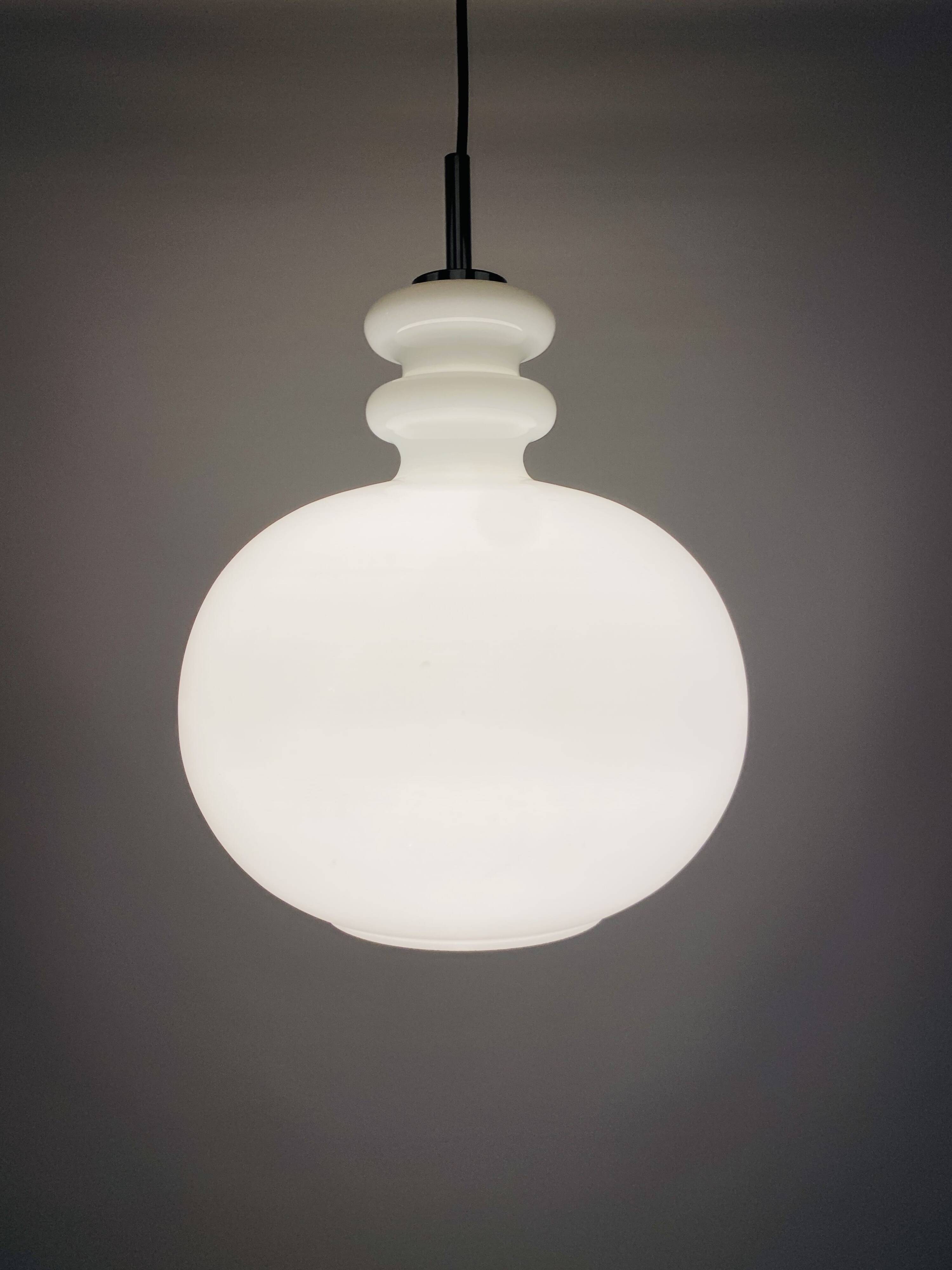 Large white glass chandelier XL by Peill and Putzler