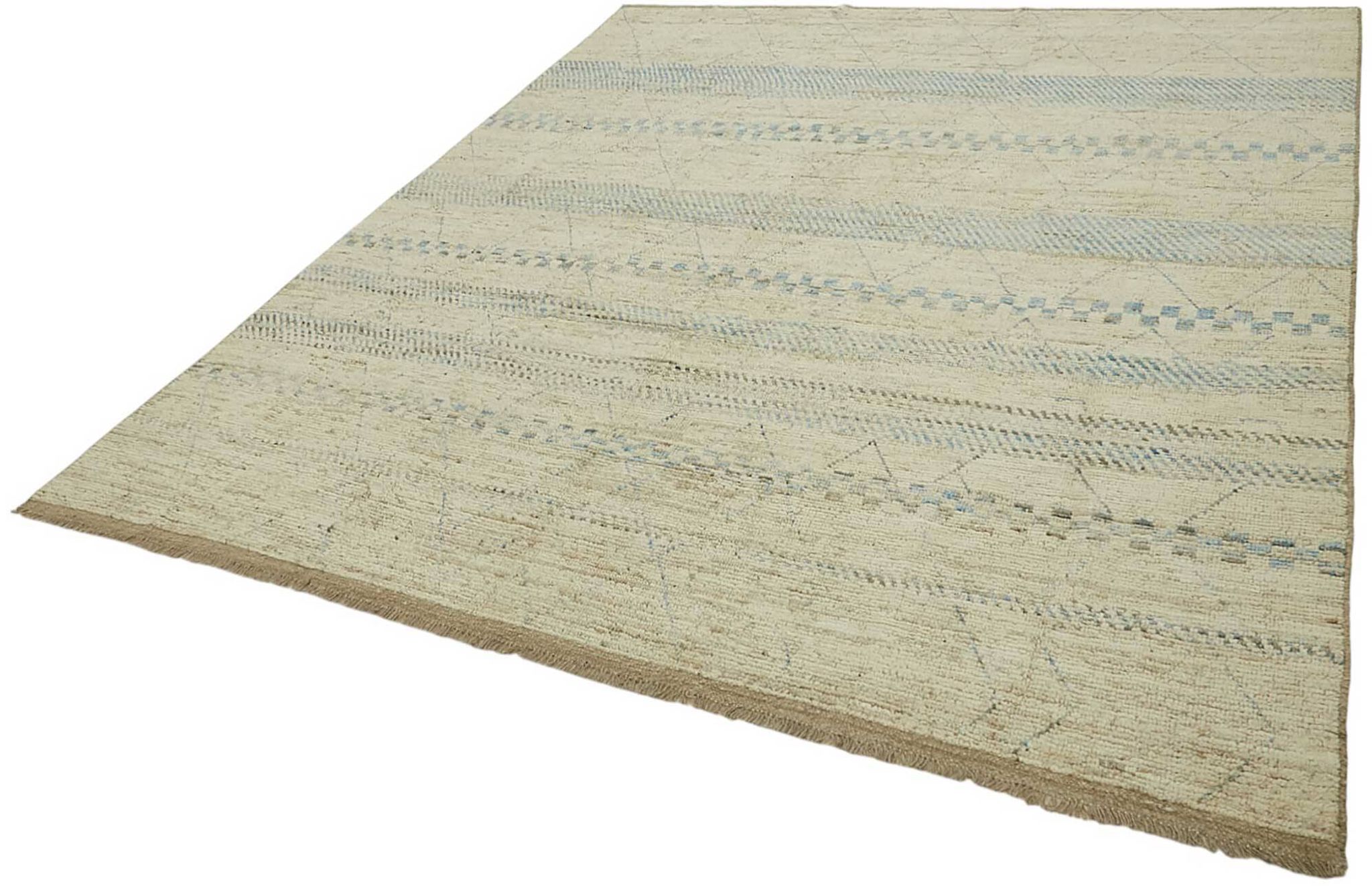 Handwoven Tribal One of a Kind 253 cm x 299 cm Beige Wool Carpet