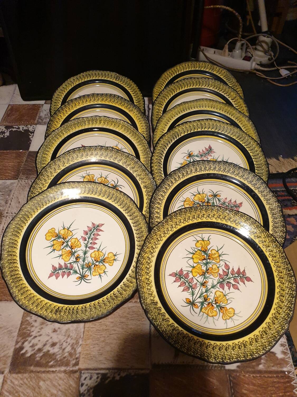 Decorative plate old collection henriot quimper france.decor .les genêts.signed.diameter 25 cm