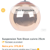 Luminaire plafond Tom Dixon couleur cuivre