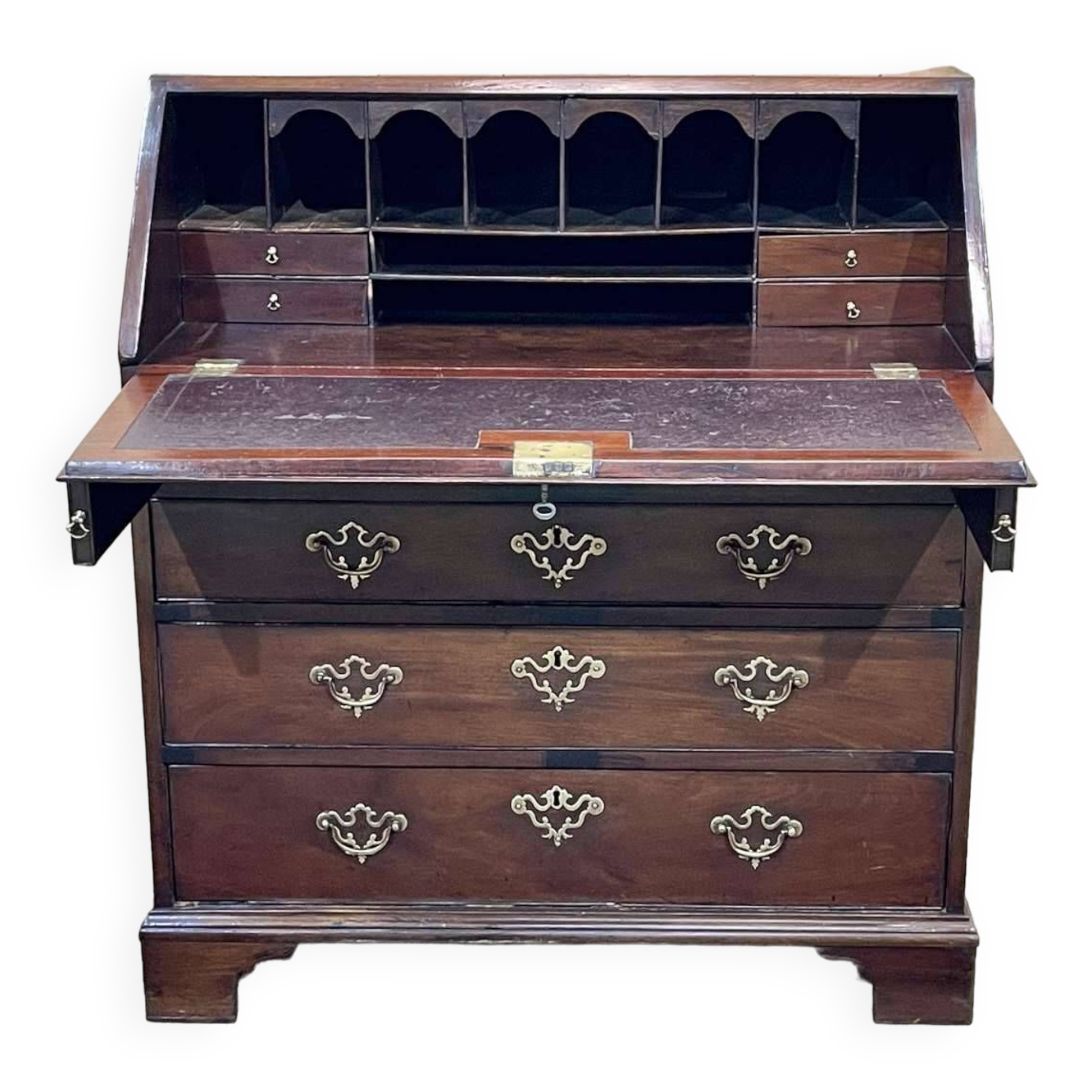 English donkey desk in Georgian style dating from the 19th century in mahogany and oak