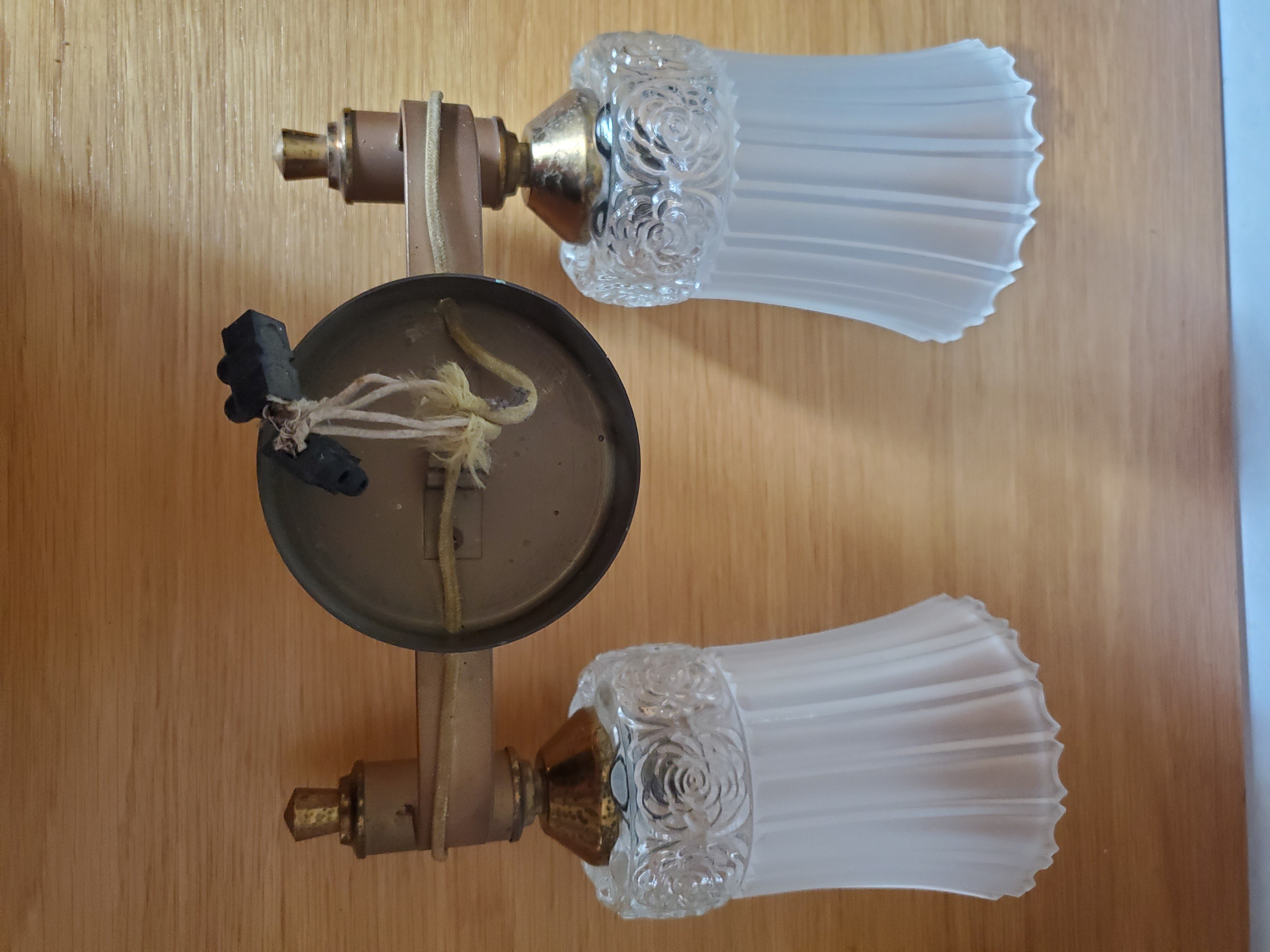 Pair of art deco wall lamps glass paste