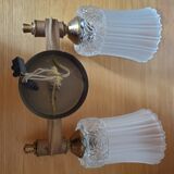 Pair of art deco wall lamps glass paste