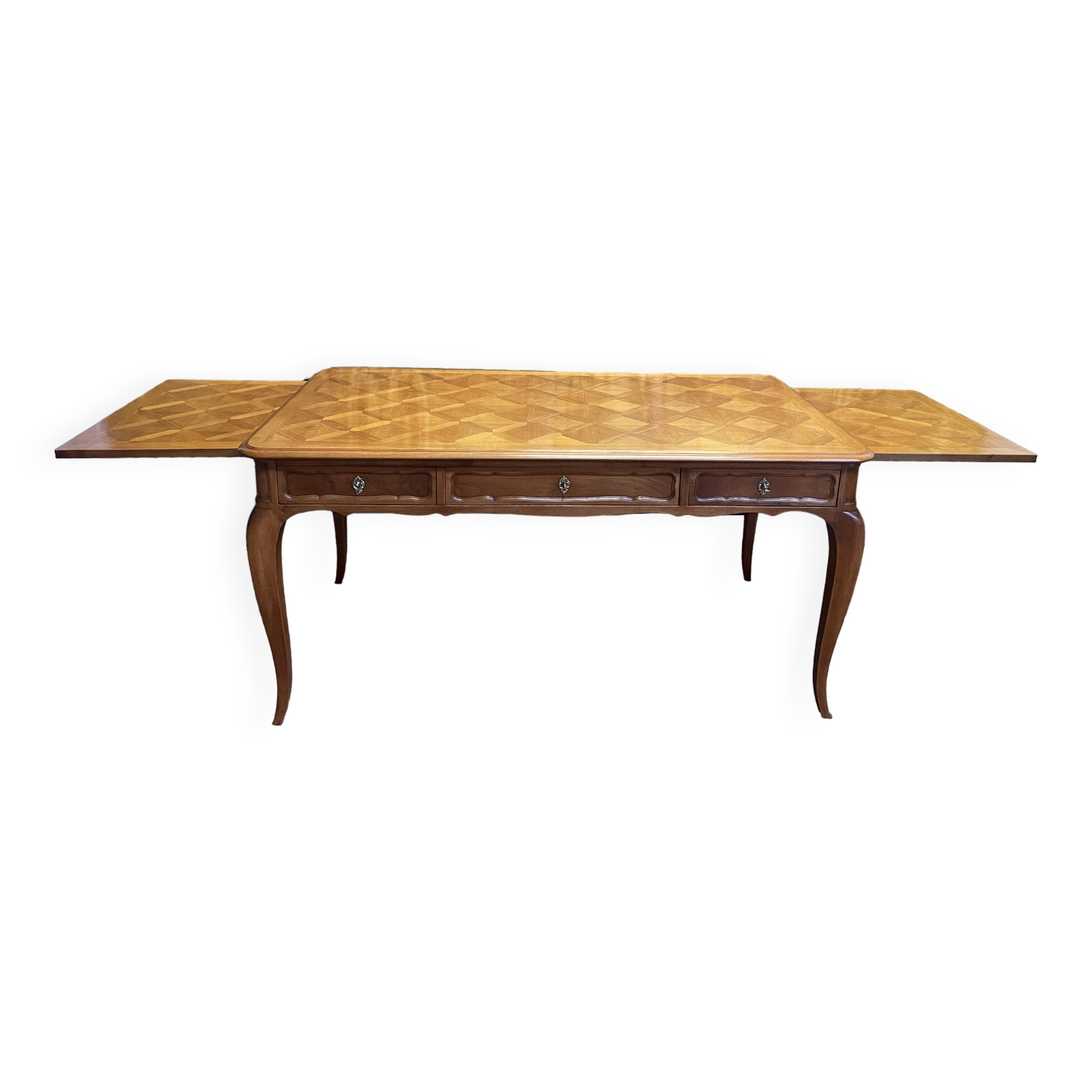 Louis XV style flat desk in blond mahogany