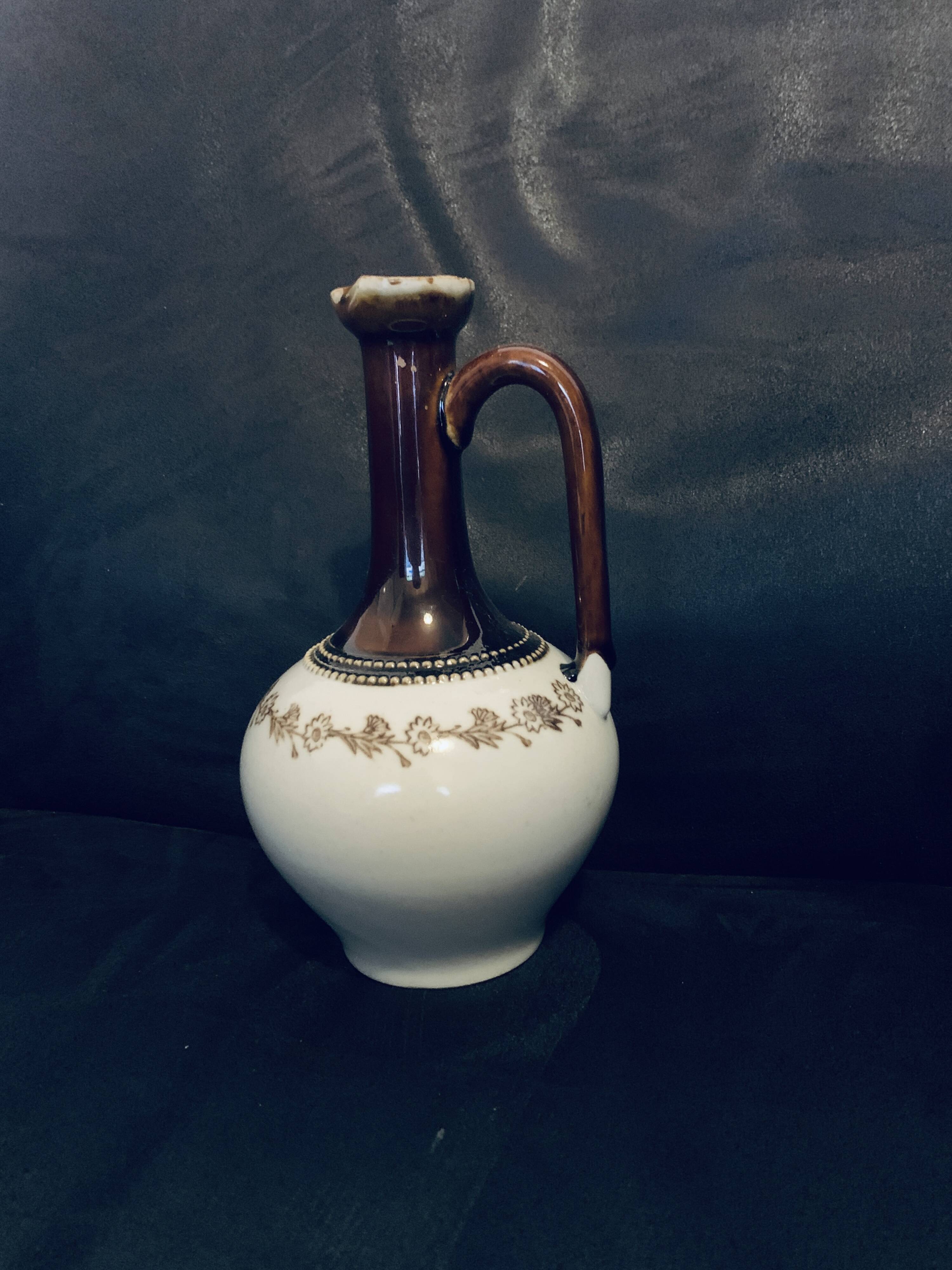 Saint Uze sandstone pitcher 1900s 19.5cm Old vintage steel earth
