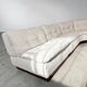 Fratelli Saporiti modular canapé in ecru boucle linen 1970