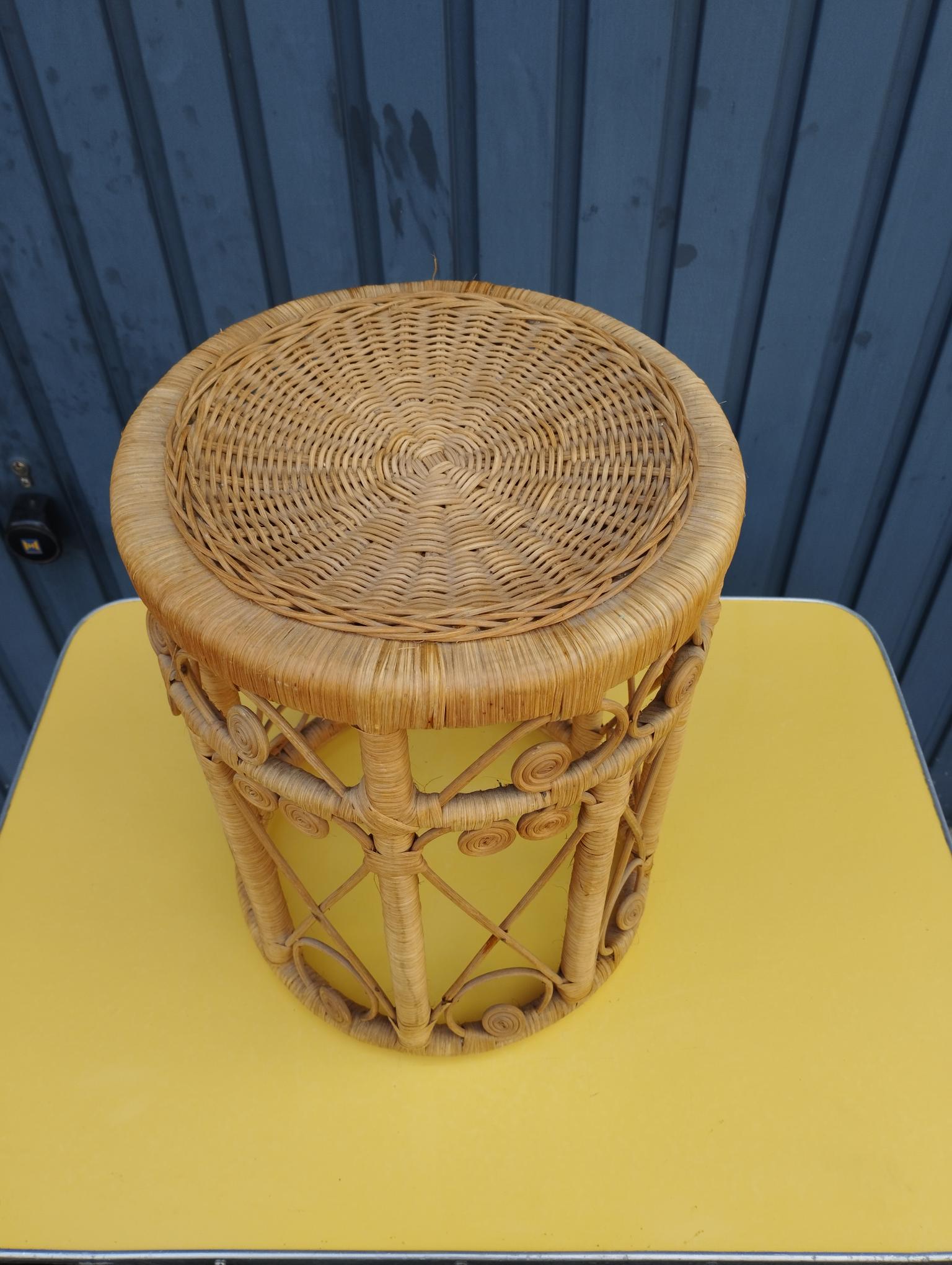 Peacok vintage bohemian chic rattan stool