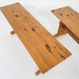 Scandinavian modern pinewood benches, 1960's