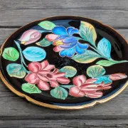 Large Decorative Enamelled Ceramic Plate — Vallauris — Floral Decoration