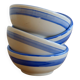 4 vintage striped ivory and blue earthenware bowls by Afibel