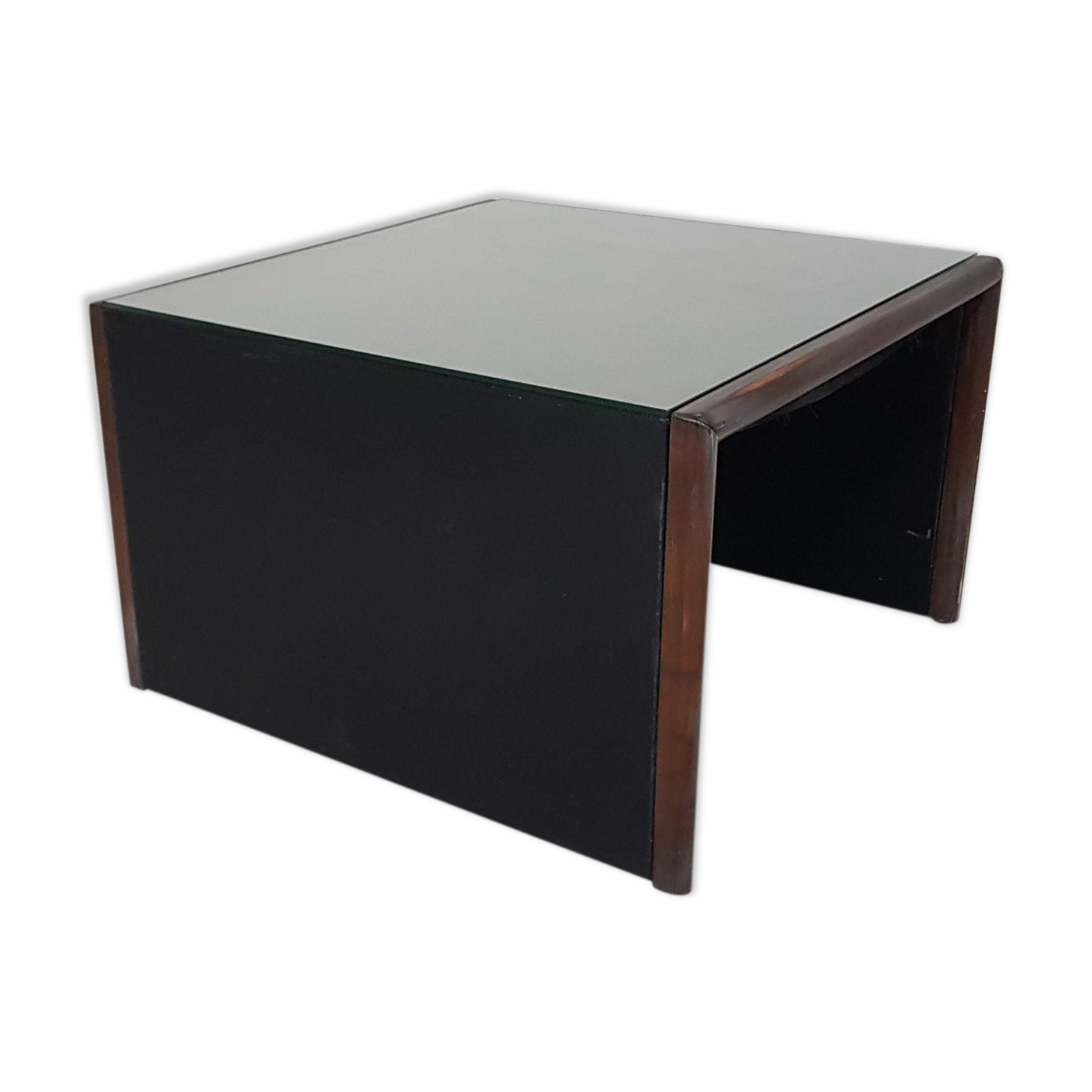 Wood , leather and glass coffee table by Walter Knoll , Germany 1970’s