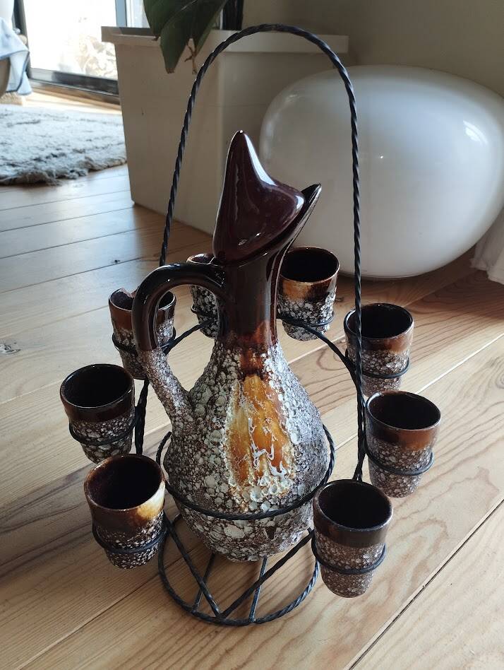 Vintage liqueur service signed Vallauris