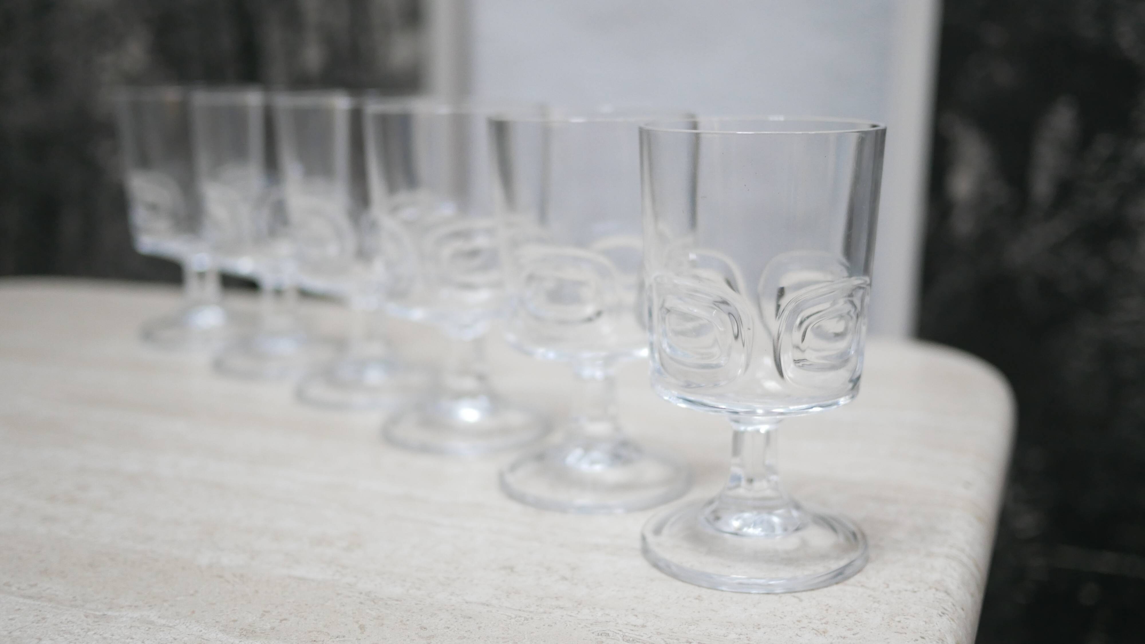 Series of 6 vintage walking glasses