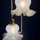 Vintage triple tulip pendant light in white glass