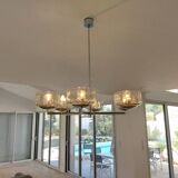 6-light chandelier by Sciolari - Chrome and amber/smoked