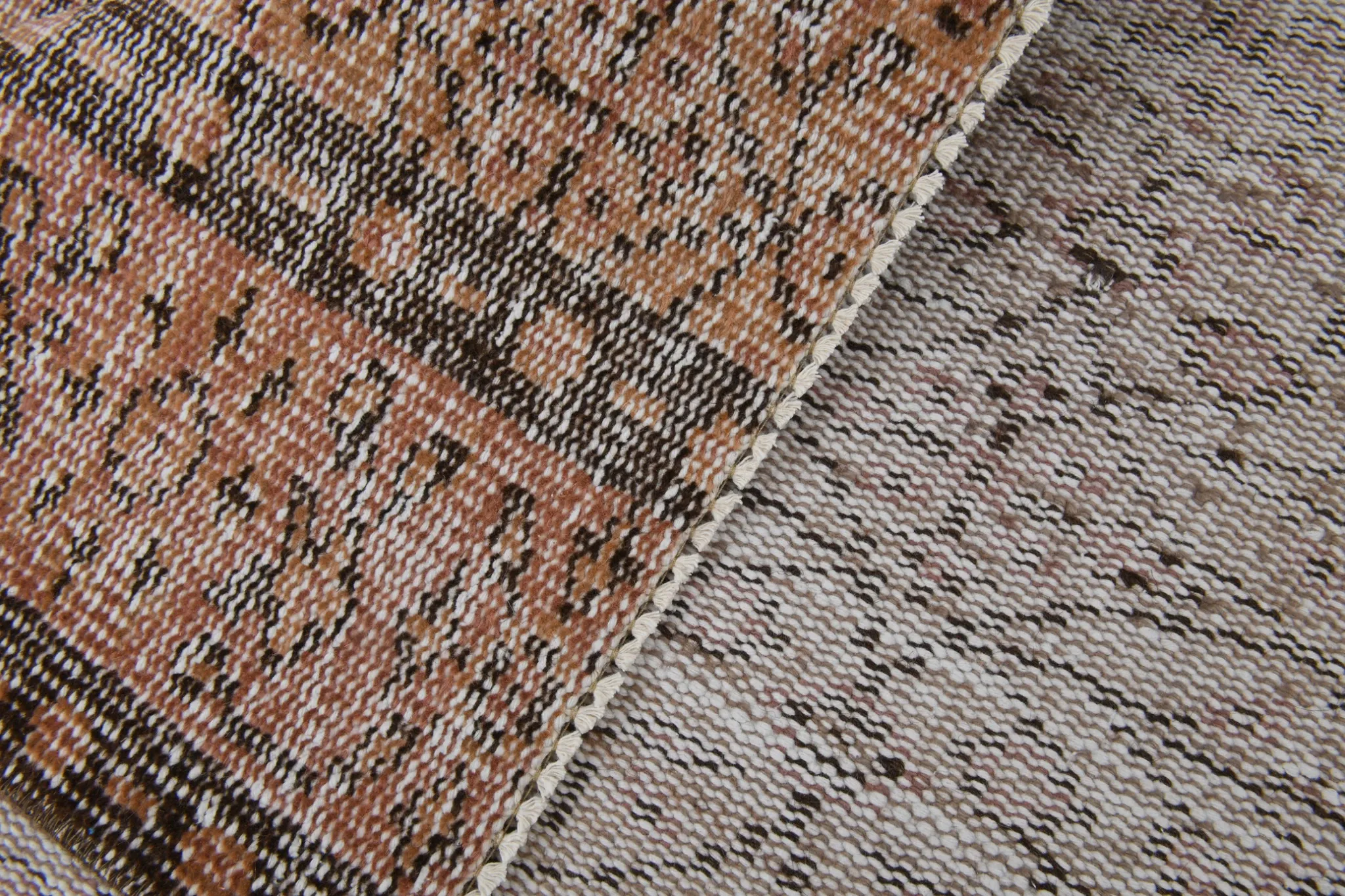 Terracotta & Rust Brown Floral Persian Rug, Turkish Vintage Antique Carpet