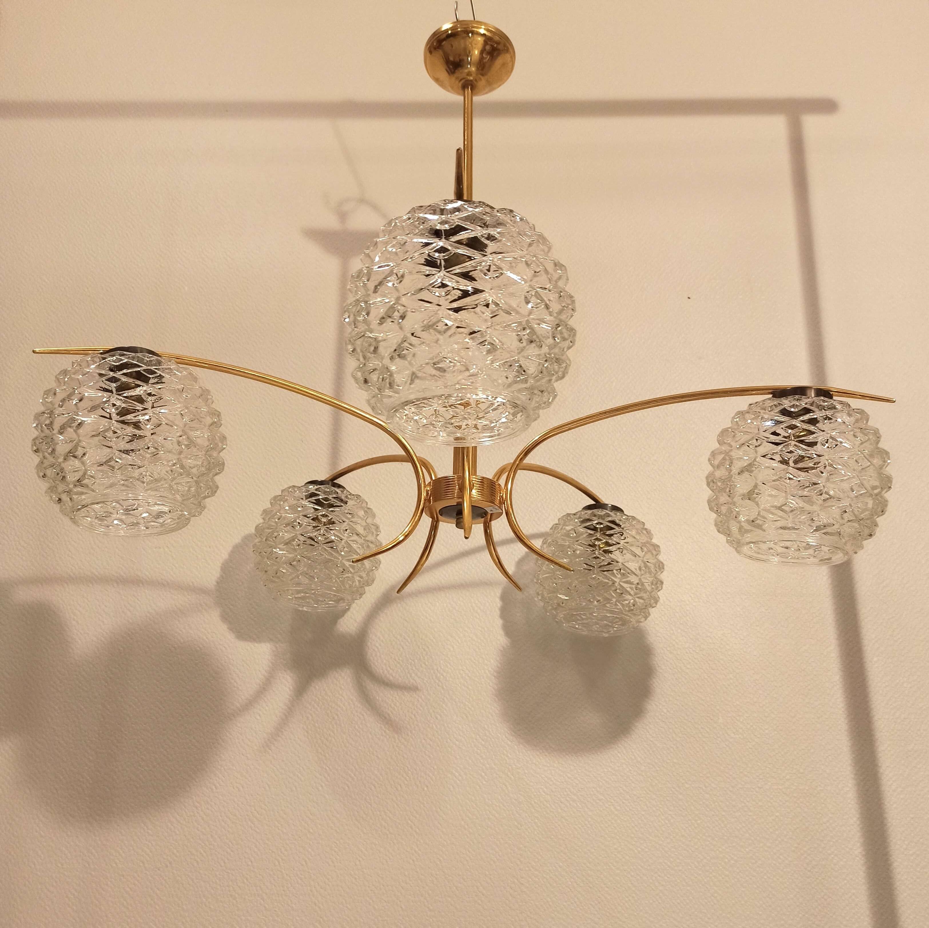 Vintage chandelier 5 burners large diameter