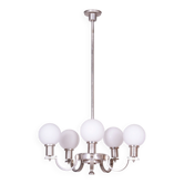 Art Deco Chandelier in Nickel, Steel and Opaline Glass, Czech, 1920s