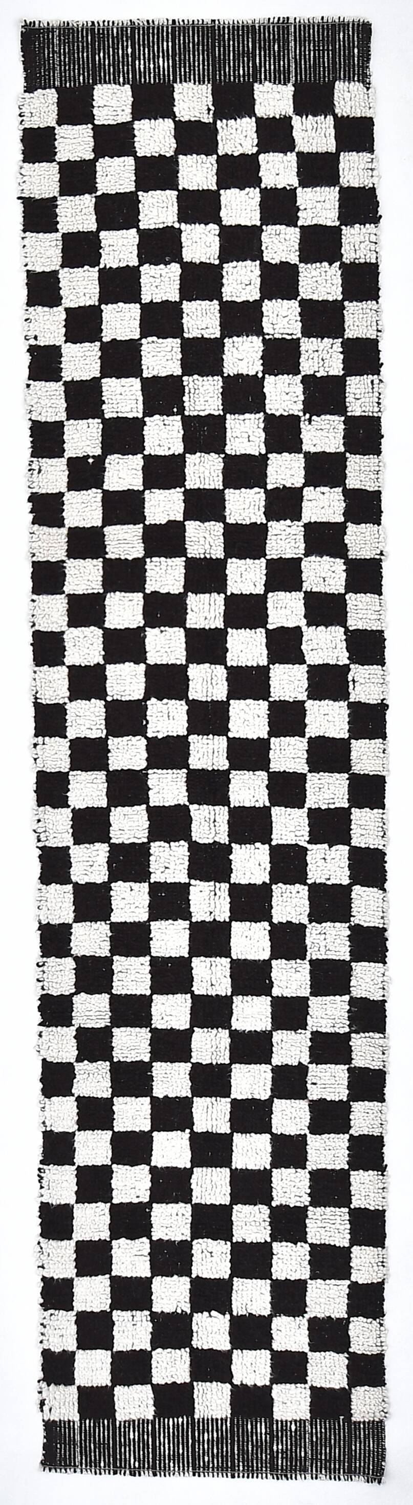 Checkered Moroccan Runner Rug 69x295Cm