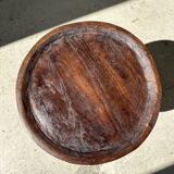 Brown solid wood stool hollow circular seat h:35cm d:30cm