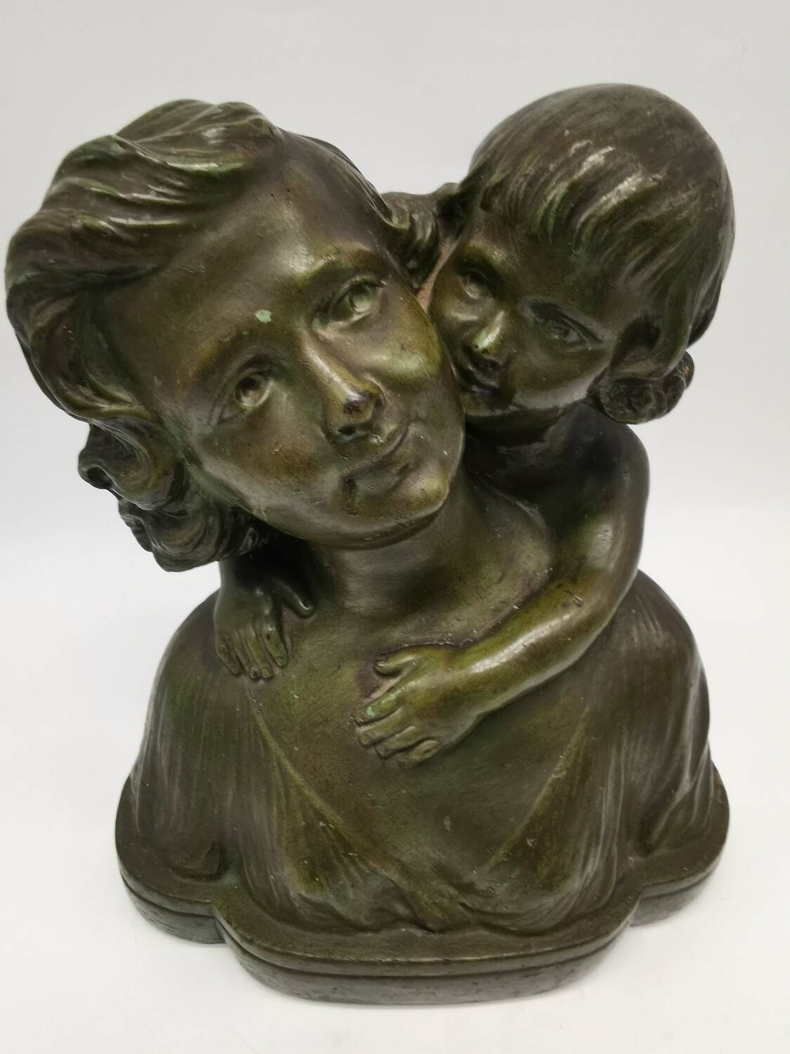 Old sculpture statue bust terracotta maternity mother child art deco 1930