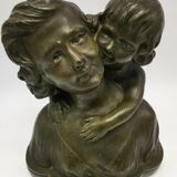 Old sculpture statue bust terracotta maternity mother child art deco 1930