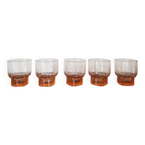 Set of 5 small pink glasses