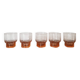 Set of 5 small pink glasses