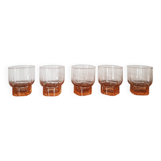 Set of 5 small pink glasses