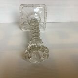 Square molded glass candle holder