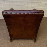 Antique Leather Club Chair, Normandy Model, Circa 1920's