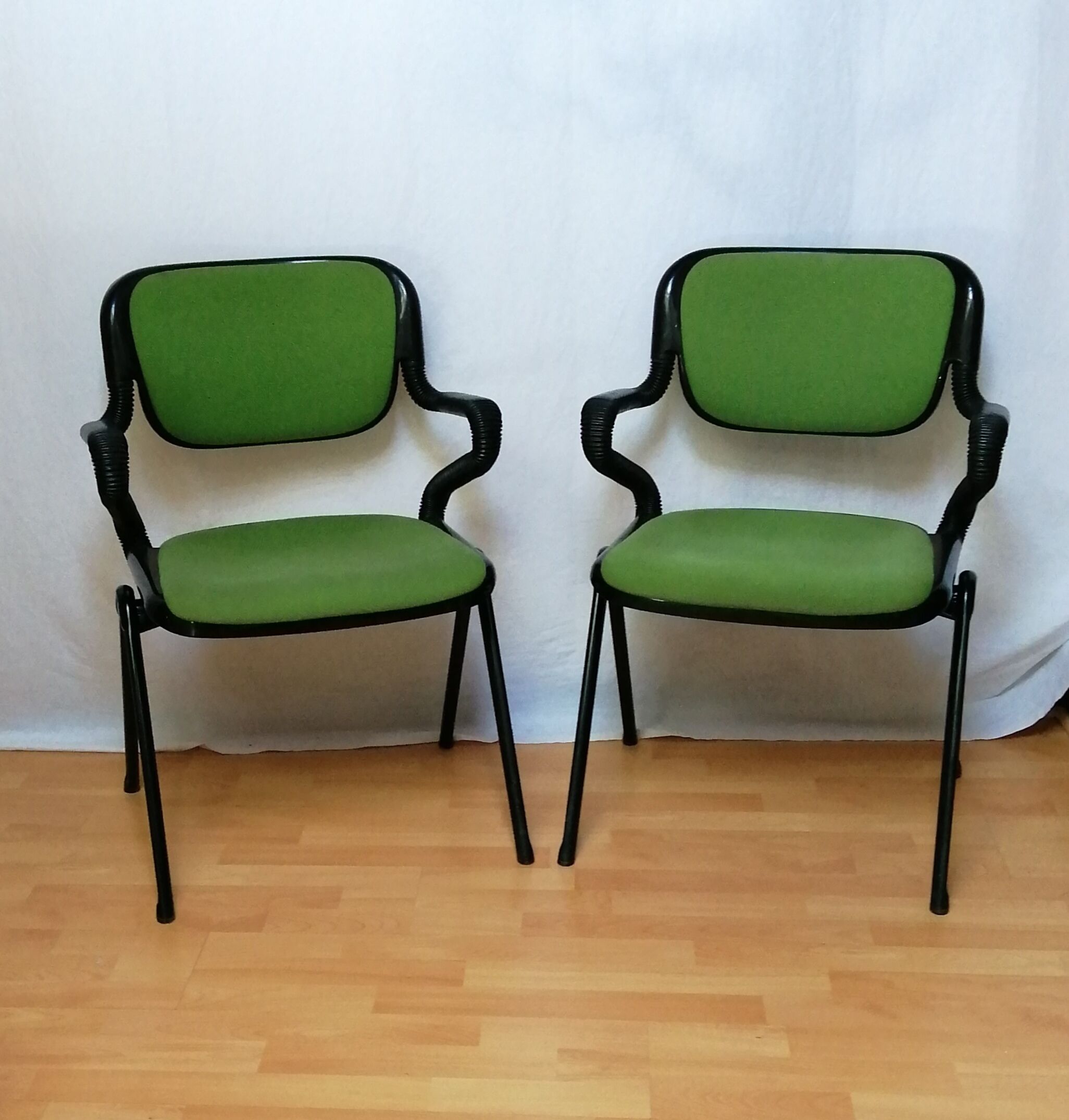 Pair of green armchairs Models Vertebra by Giancarlo Piretti for Castelli 1976
