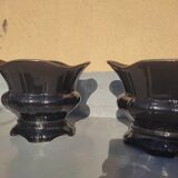 Pair of black earthenware planters