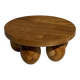 Mini minimalist stool with ball feet in teak H15 D35
