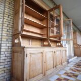Bibliothèque vitrée d'école de médecine en chêne massif 1950'