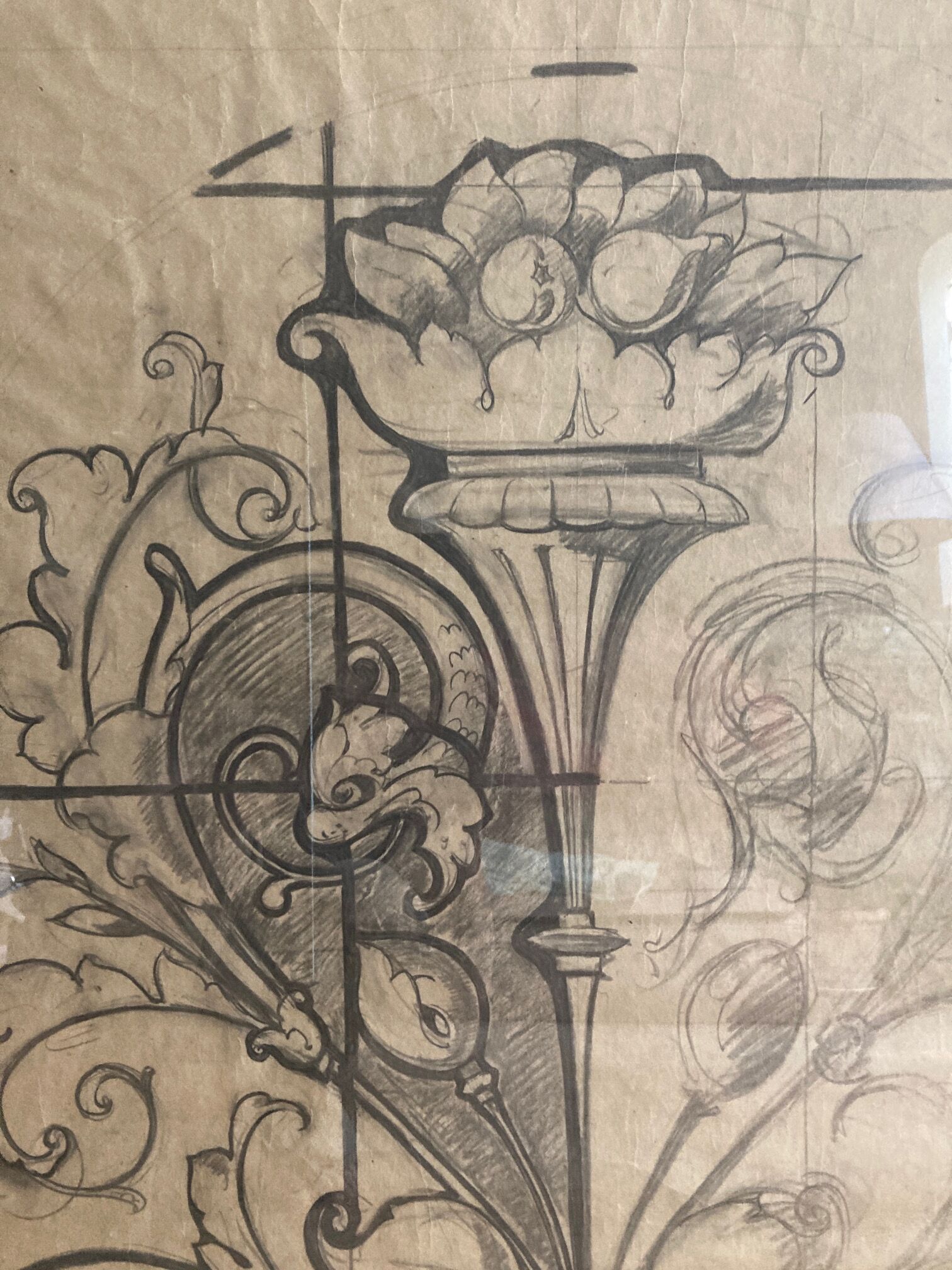 Drawing late 19th ironwork or stained glass project