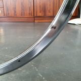 Dining table in chromed metal and smoked glass 1970