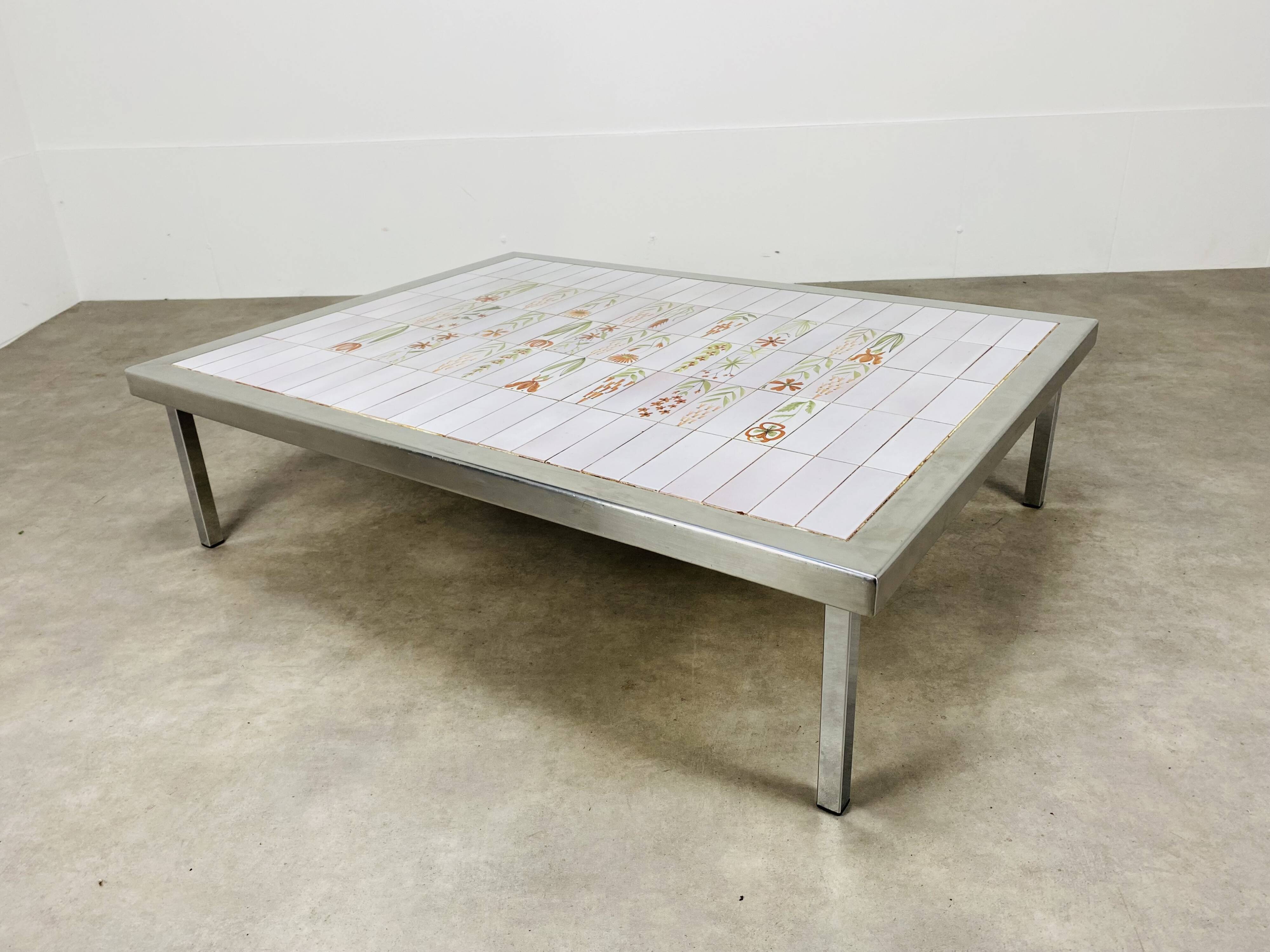 1950s ceramic coffee table, made from Roger Capron tiles