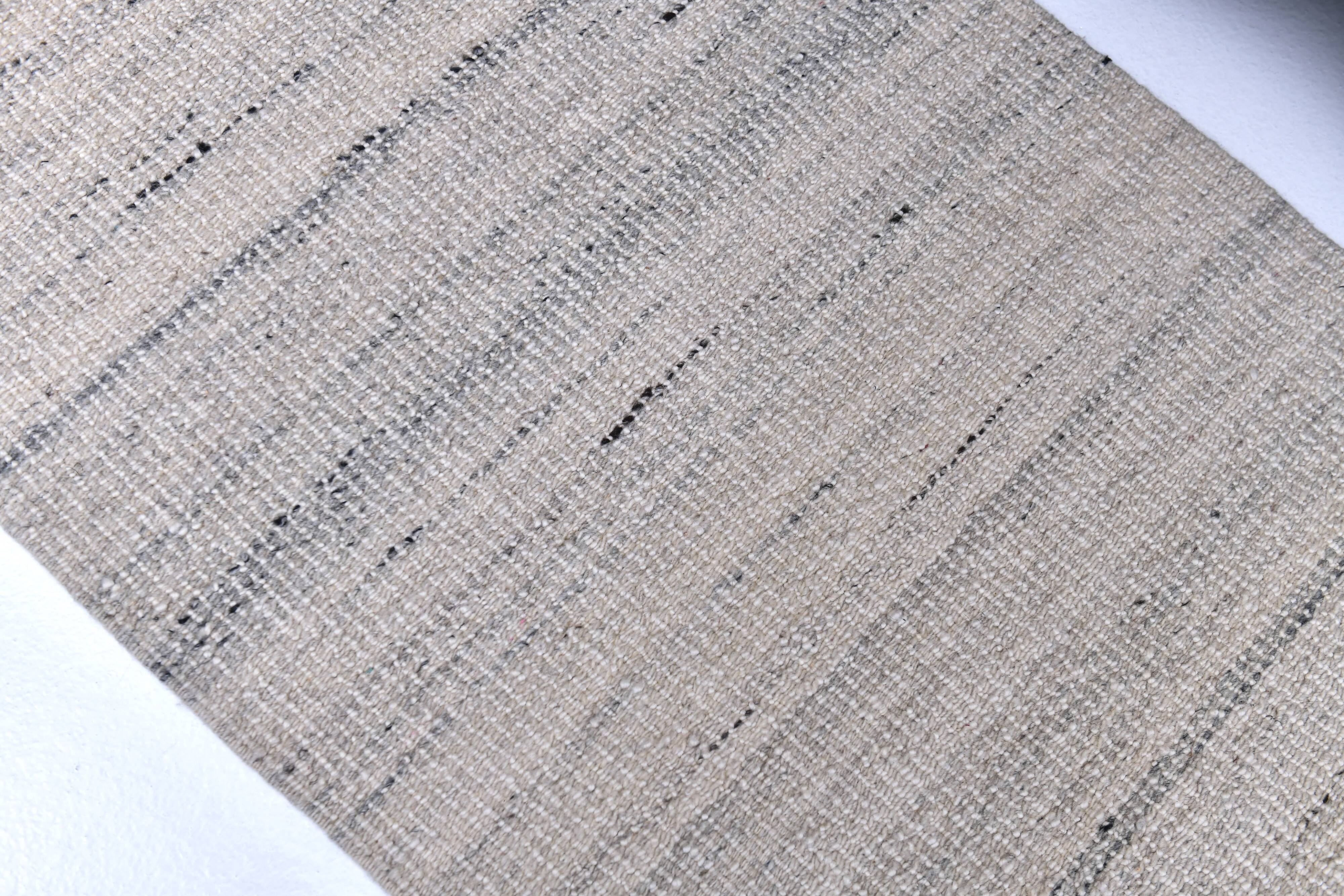 285x70 cm wool runner carpet, beige orange wool kilim carpet, vintage kilim