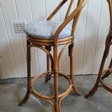 Paire de tabouret de bar en bambou 70's