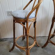 Paire de tabouret de bar en bambou 70's