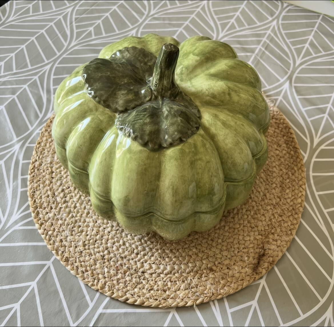 Vintage pumpkin-shaped soup tureen - decorative ceramic piece