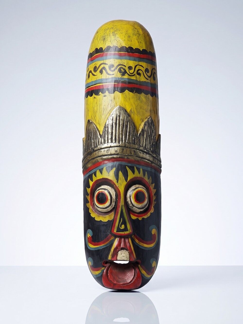 Large Balinese mask carved and hand-painted in wood, Indonesia, 1970s.