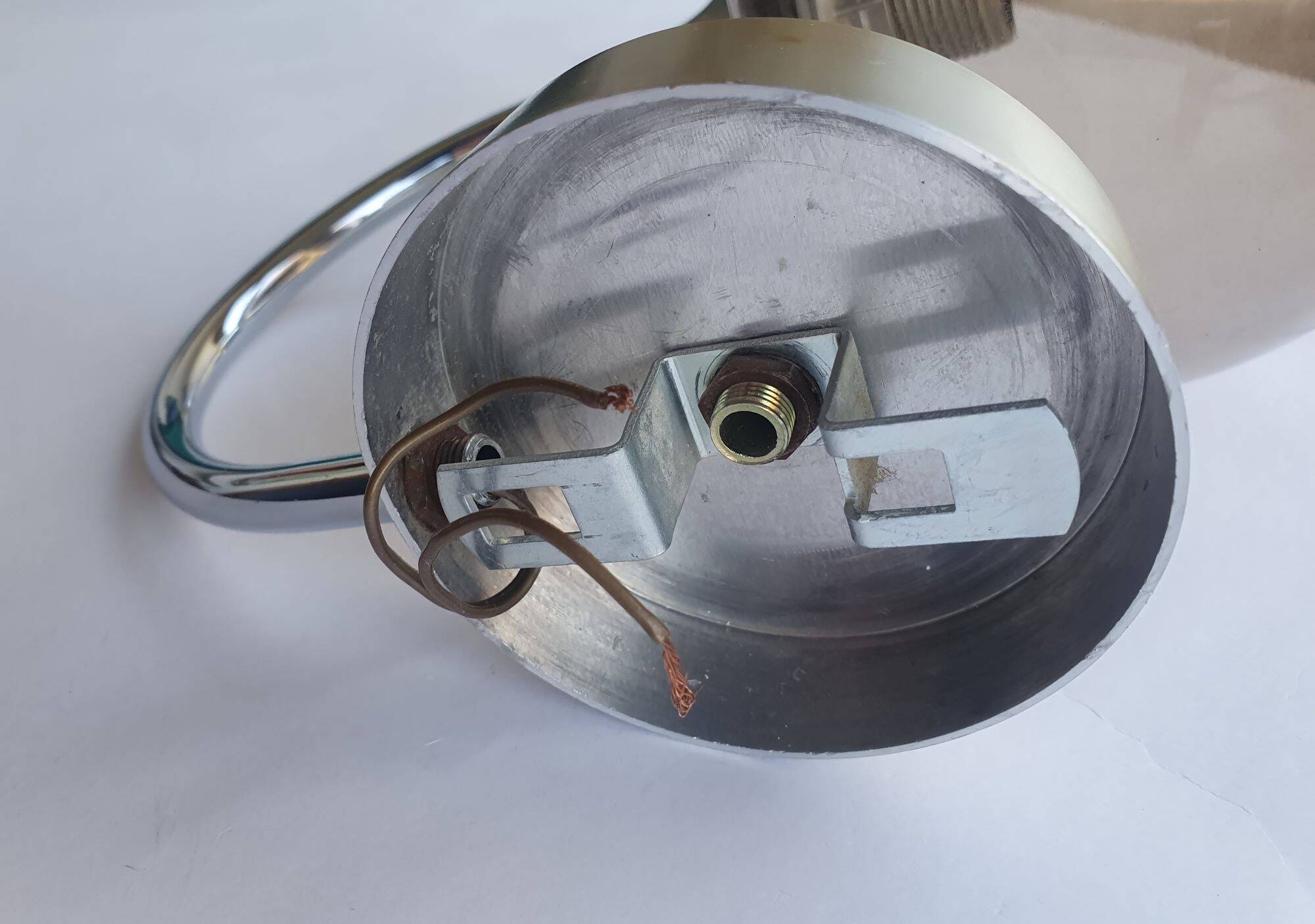 Pair of chrome metal and smoked glass wall lights from the 80s