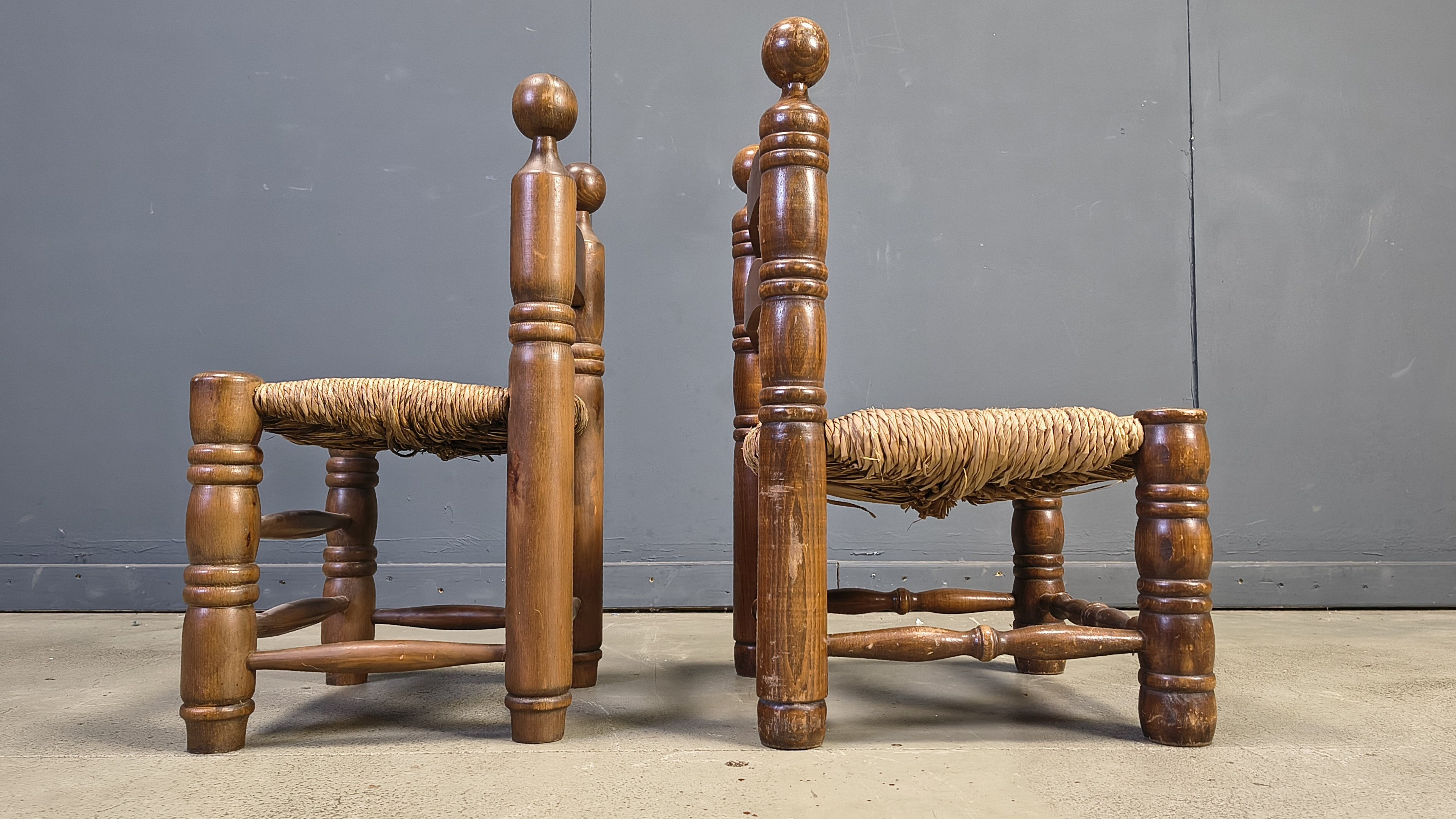Chaises pour enfants brutalistes de Charles Dudouyt (attribuées), ensemble de 2, années 1960.