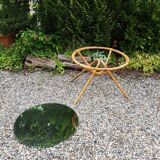 Rattan coffee table mirror