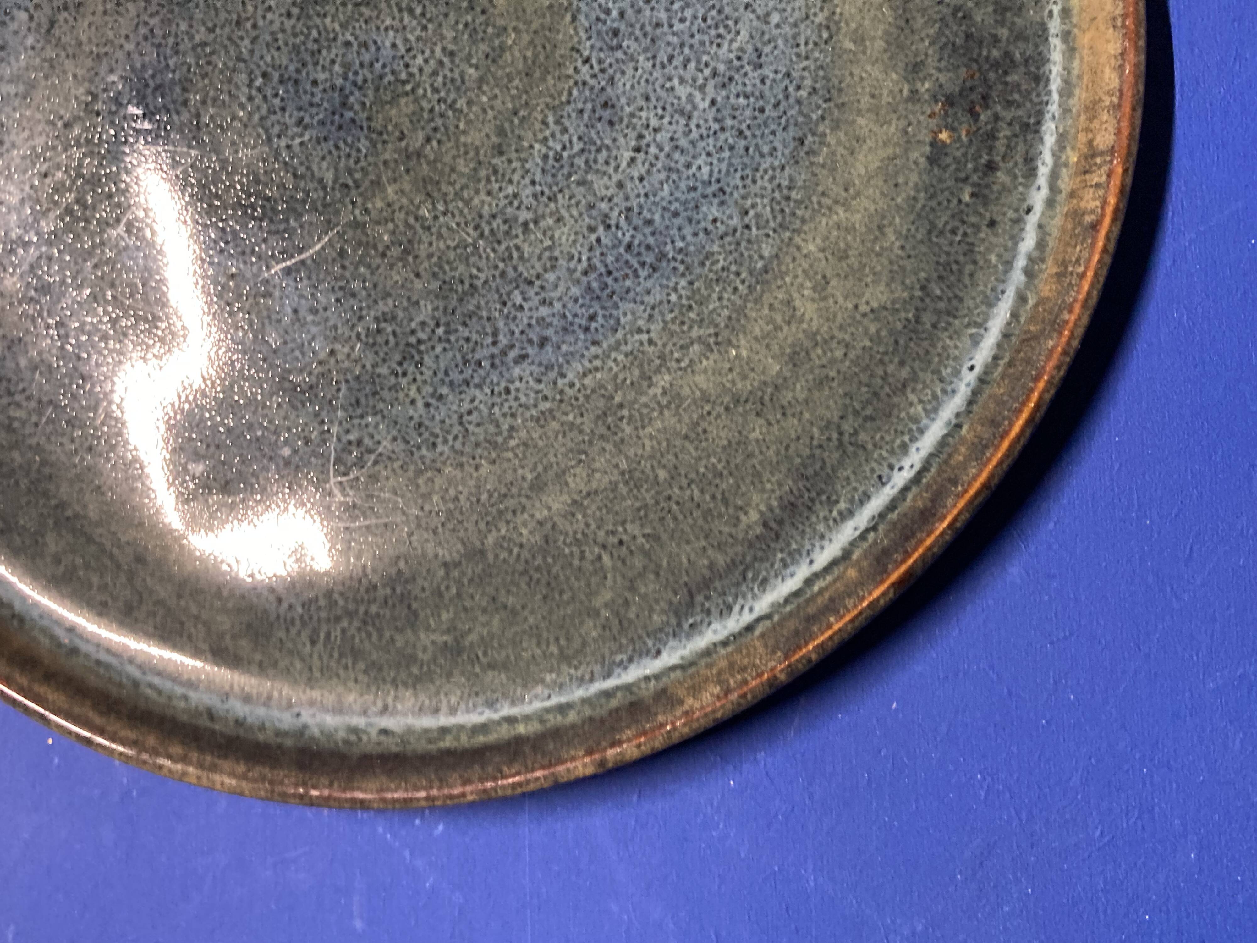 Blue earthenware plate