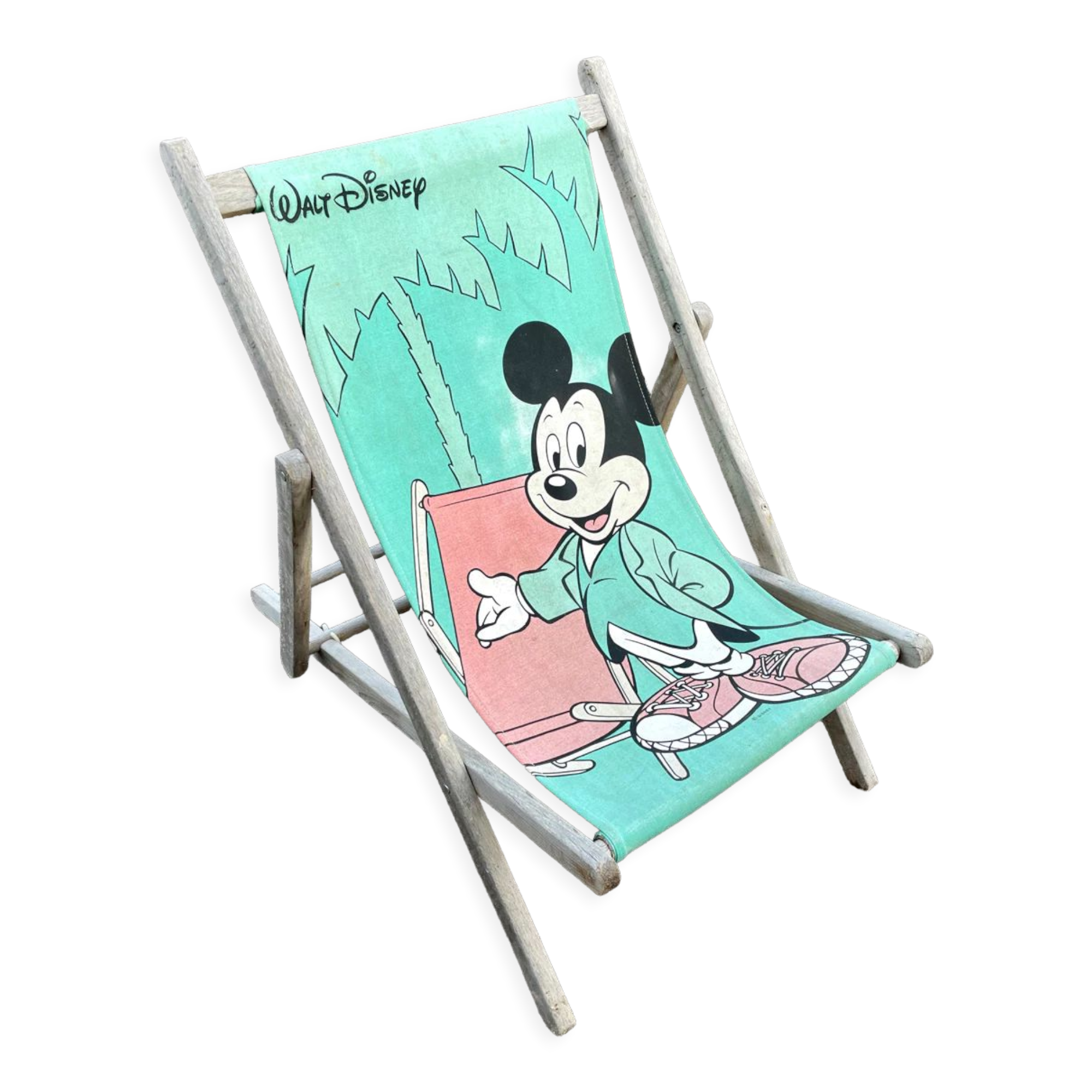 Vintage chilean child deckchair 1980 Mickey Walt disney
