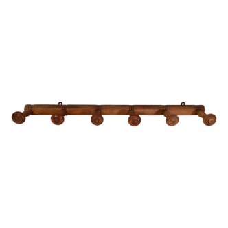 Wall coat rack 6 wooden hooks 1900s