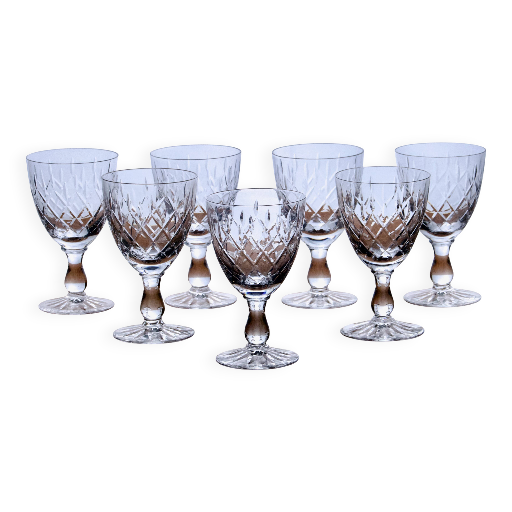 8 old crystal wine glasses house Orrefors Karolina collection